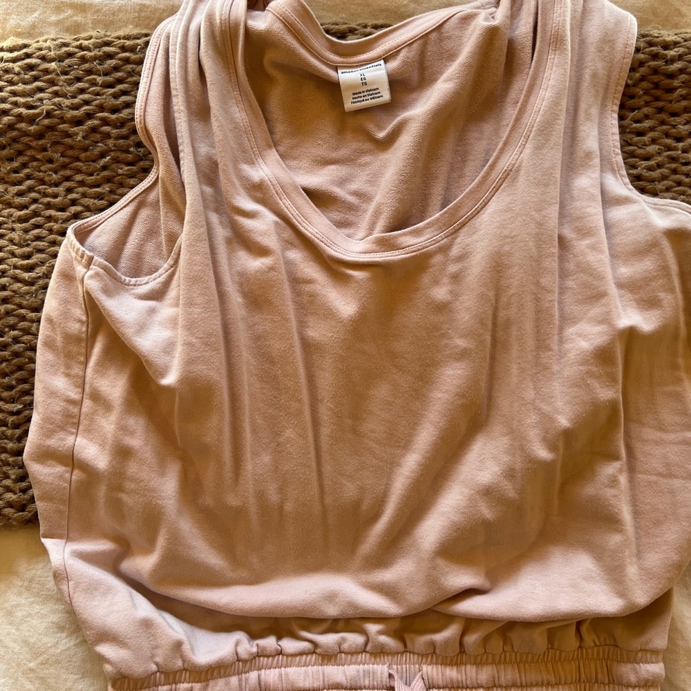 Amazon Essentials Drawstring Pale Pink Jumpsuit - image 2